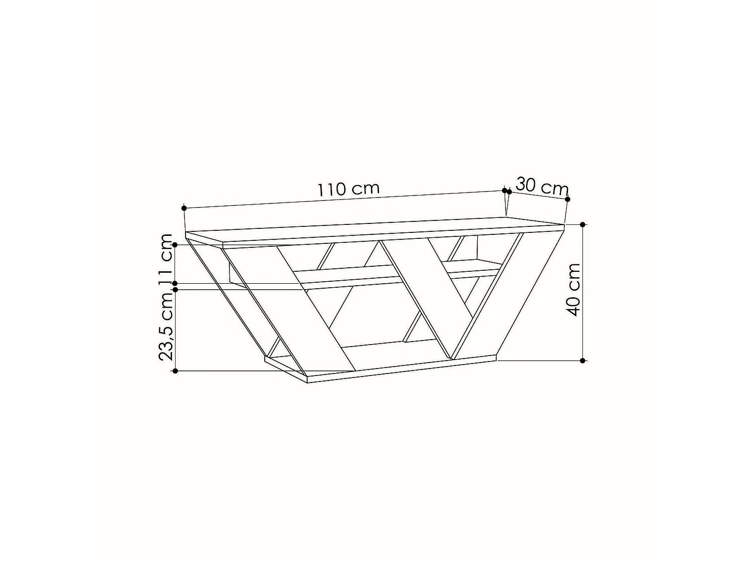 Fernsehschrank Dpellegr, Ständer für Wohnzimmerfernseher, Niedriges Wohnzimmer-Sideboard, TV-Ständerbasis, 110x30h40 cm, Anthrazit