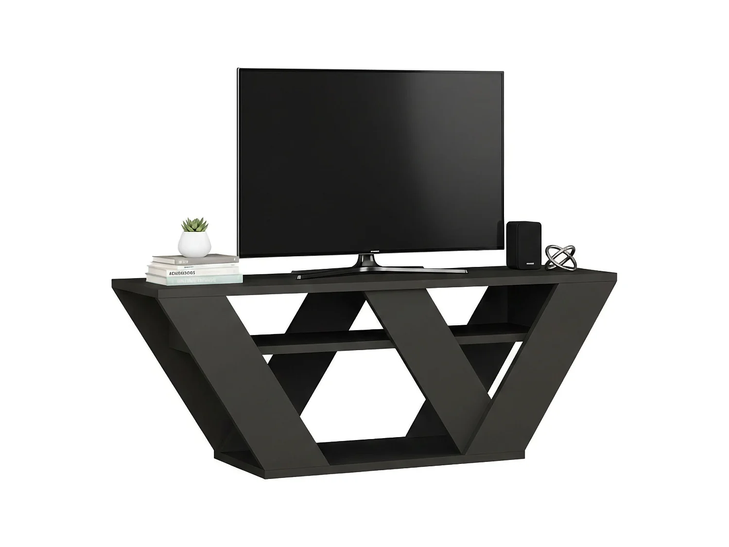 Meuble TV Pegasus, Buffet de salon, Armoire basse pour TV, Base murale de rangement, 110x30h40 cm, Anthracite