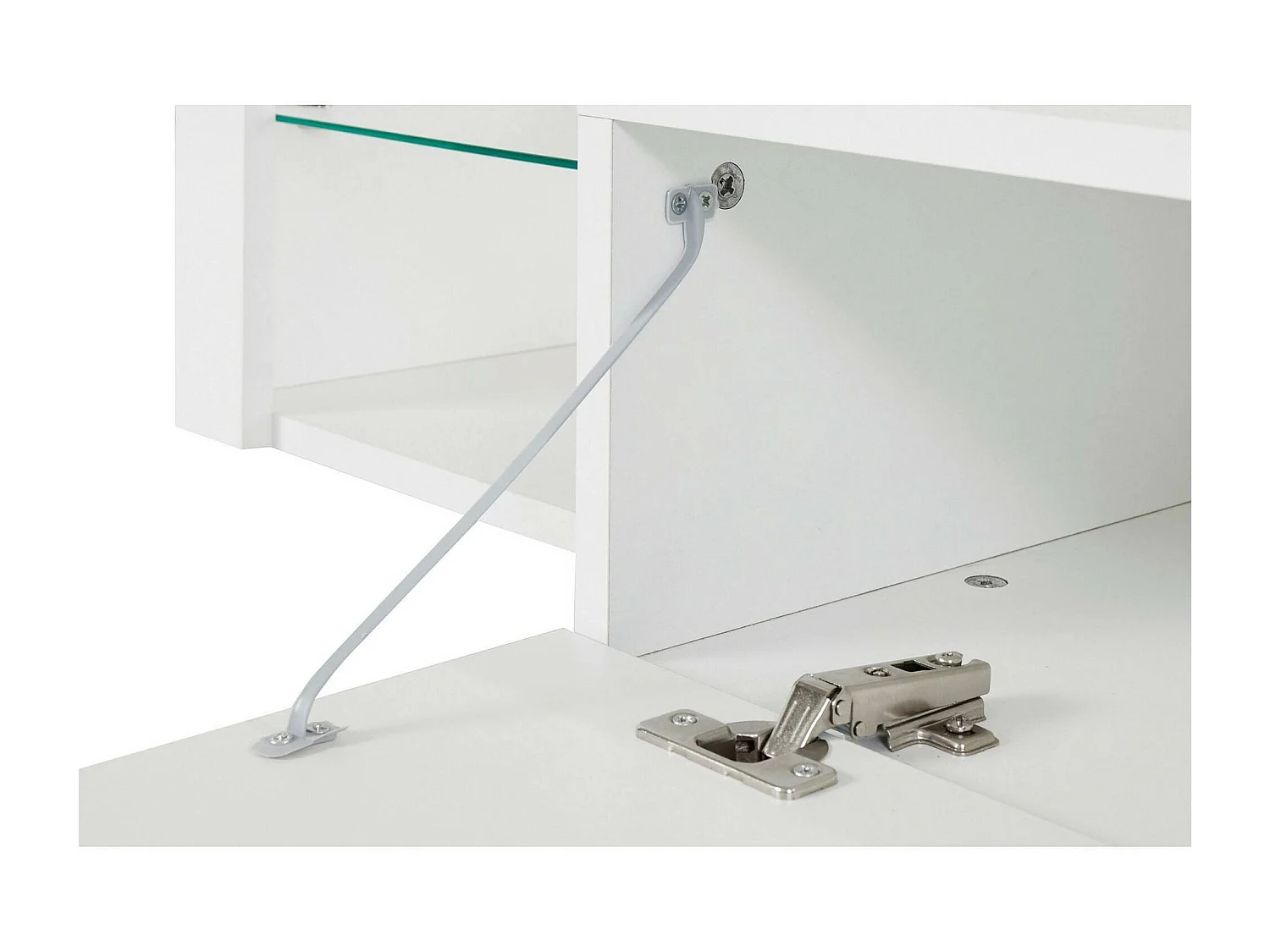 Meuble TV Ugo, Base de meuble TV, Buffet bas de salon avec 1 porte, 100% Made in Italy, 160x40h35 cm, Blanc brillant