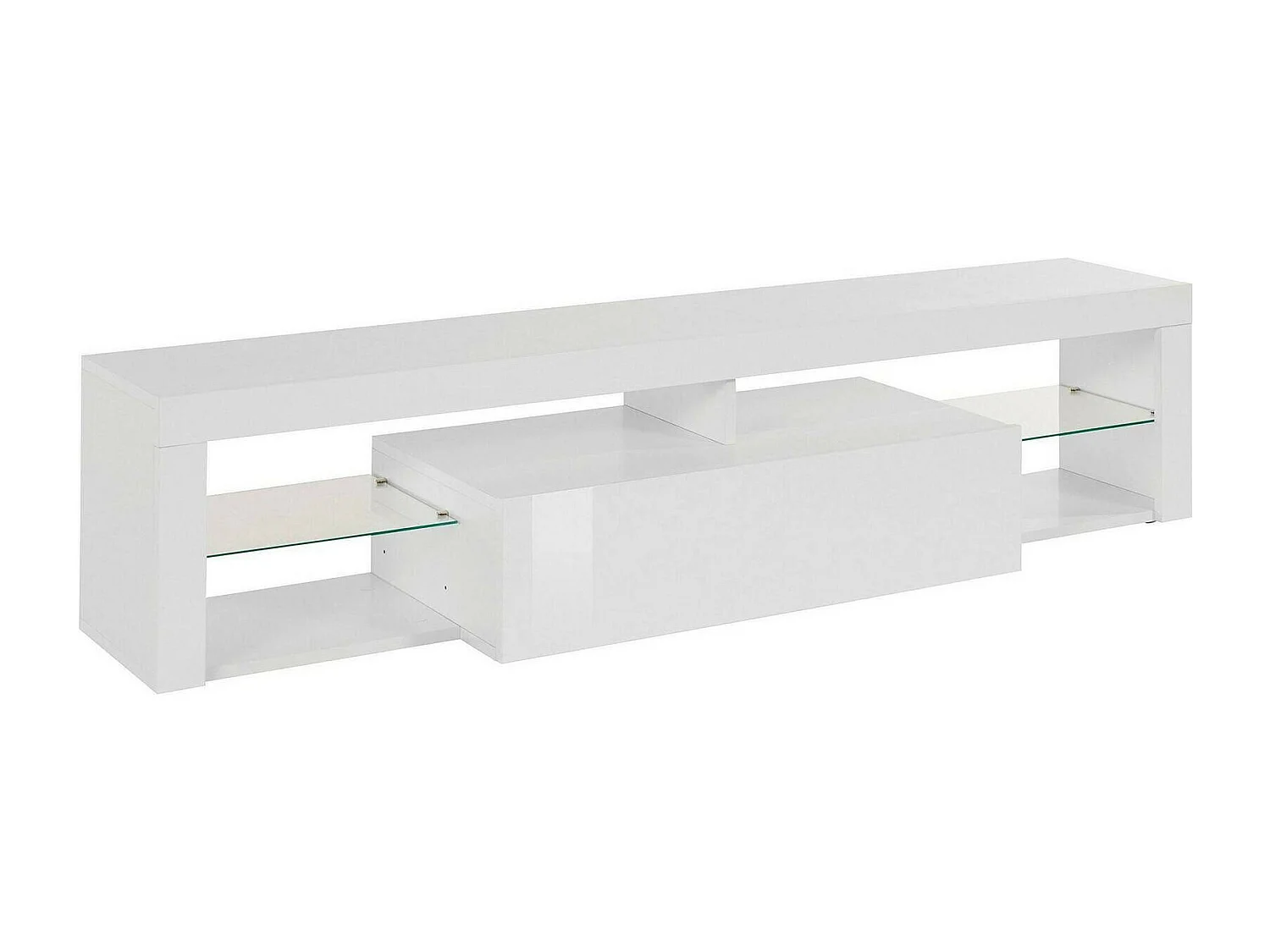 Meuble TV Ugo, Base de meuble TV, Buffet bas de salon avec 1 porte, 100% Made in Italy, 160x40h35 cm, Blanc brillant