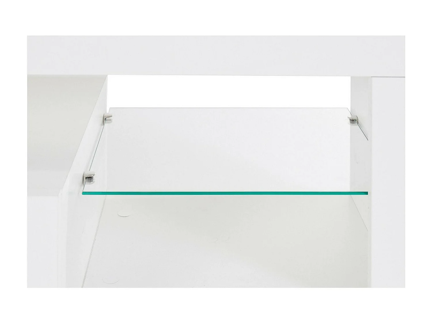 Meuble TV Ugo, Base de meuble TV, Buffet bas de salon avec 1 porte, 100% Made in Italy, 160x40h35 cm, Blanc brillant