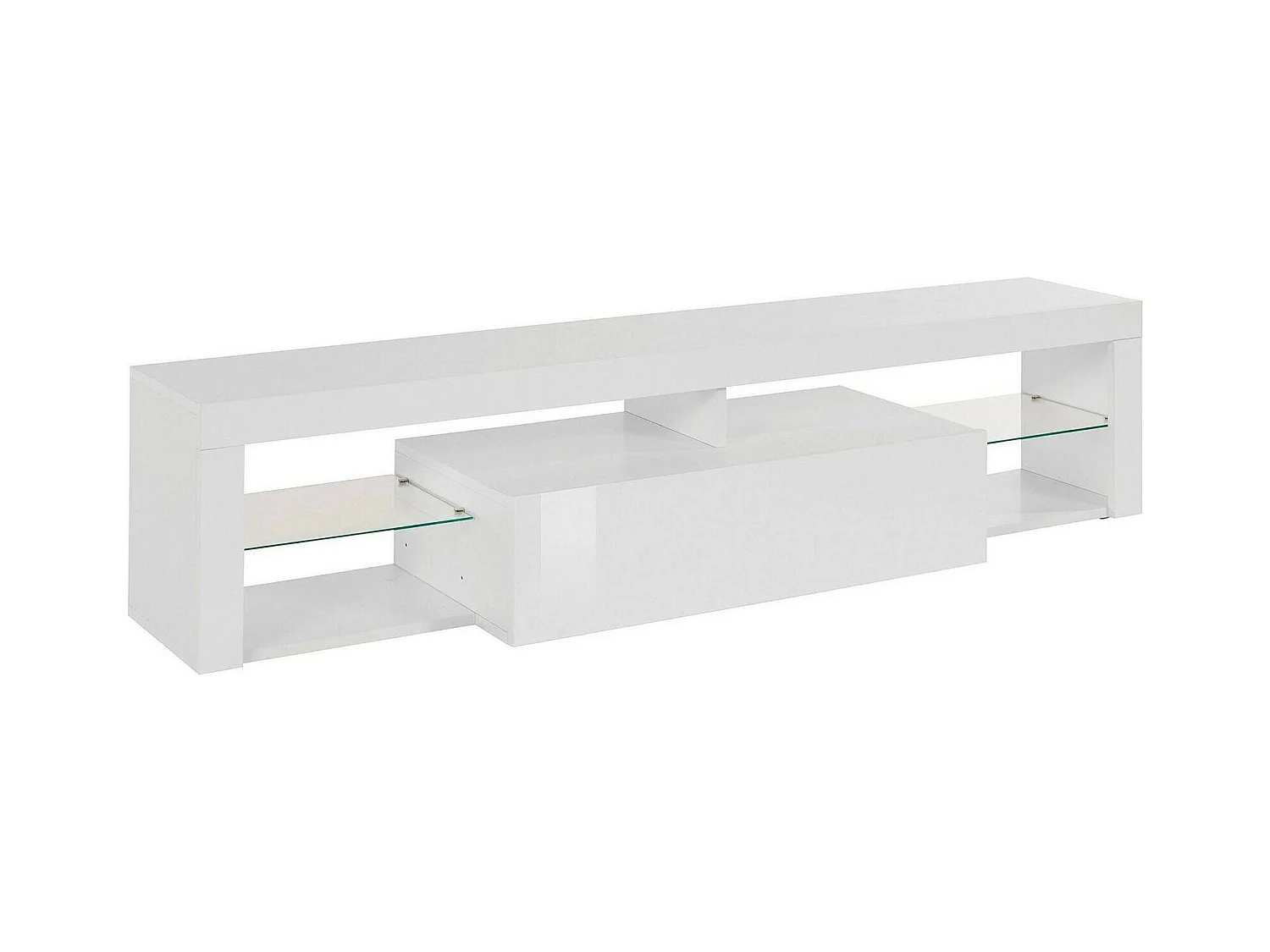 Dcompagno tv-meubel, tv-meubel, laag 1-deurs woonkamer dressoir, 100% Made in Italy, 160x40h35 cm, glanzend wit