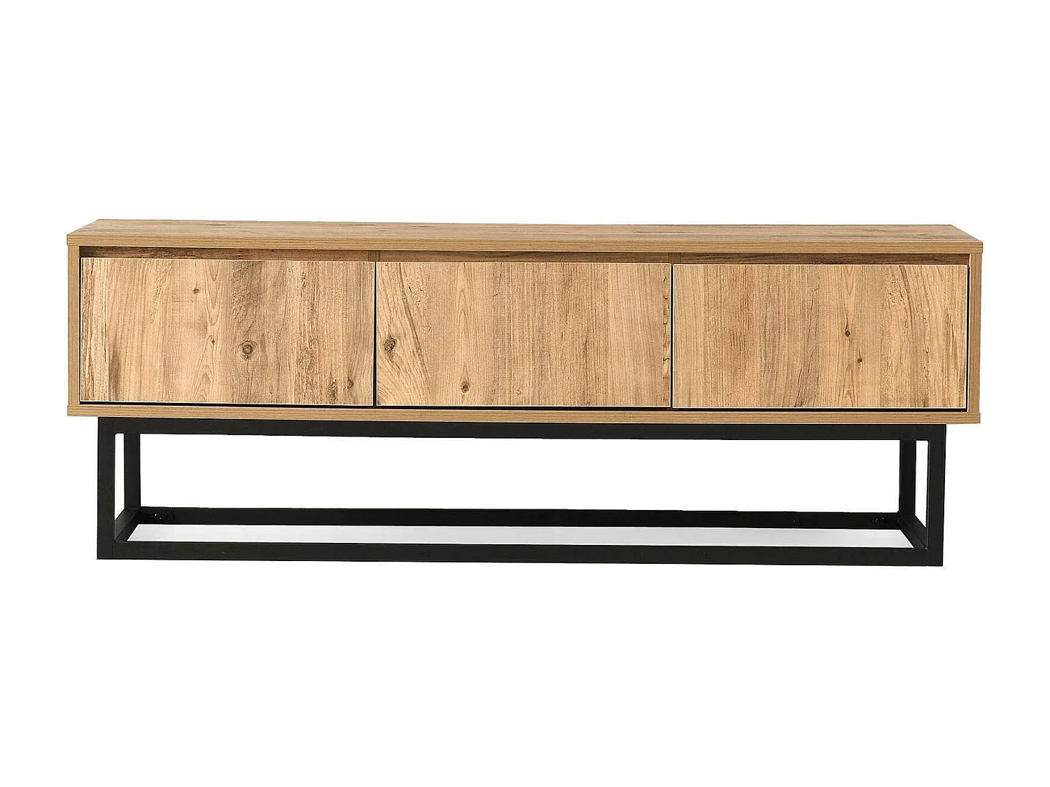 Mueble de televisión Dpinat, Aparador de salón, Mueble bajo para TV, Base de pared equipada, 140x40h50 cm, Roble y Negro