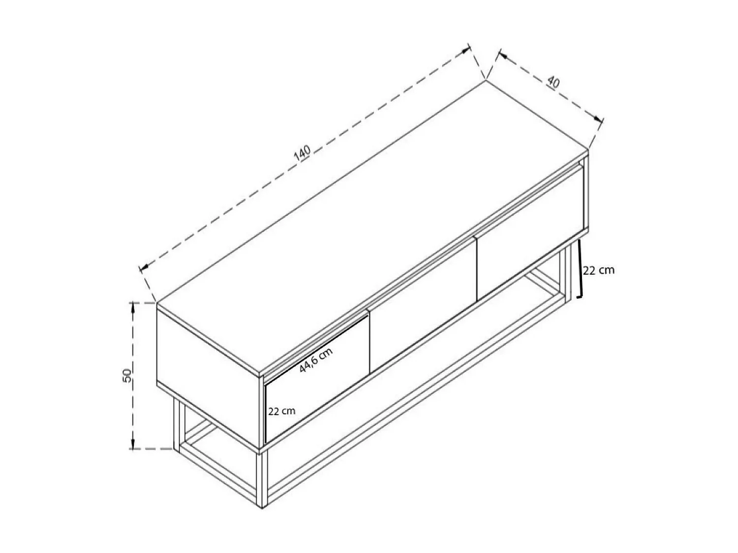 Mueble de televisión Dpinat, Aparador de salón, Mueble bajo para TV, Base de pared equipada, 140x40h50 cm, Roble y Negro