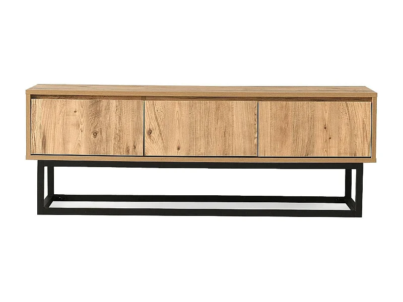 Mueble de televisión Dpinat, Aparador de salón, Mueble bajo para TV, Base de pared equipada, 140x40h50 cm, Roble y Negro