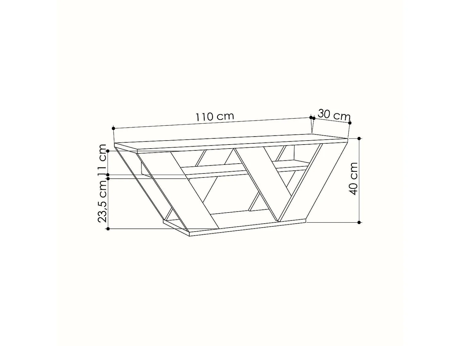 Dpellegr tv-meubel, woonkamer dressoir, laag tv-meubel, inbouw wandonderstel, 110x30h40 cm, eiken