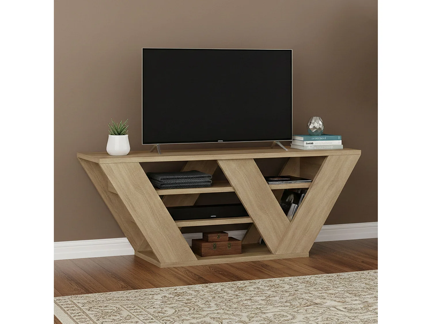 Dpellegr tv-meubel, woonkamer dressoir, laag tv-meubel, inbouw wandonderstel, 110x30h40 cm, eiken