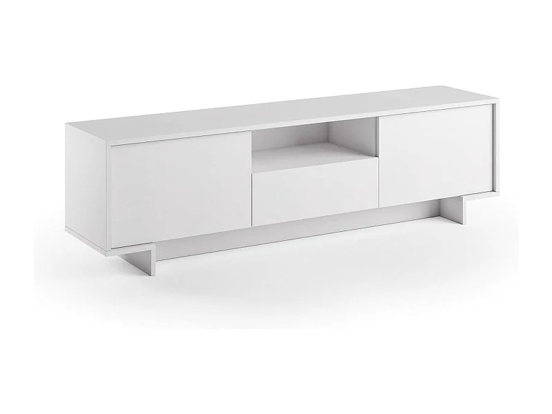 Suporte para TV Darrighin, Suporte para TV para sala de estar, Aparador baixo para sala com 2 portas e 1 gaveta, 100% Made in Italy, 170x42h48 cm, Branco