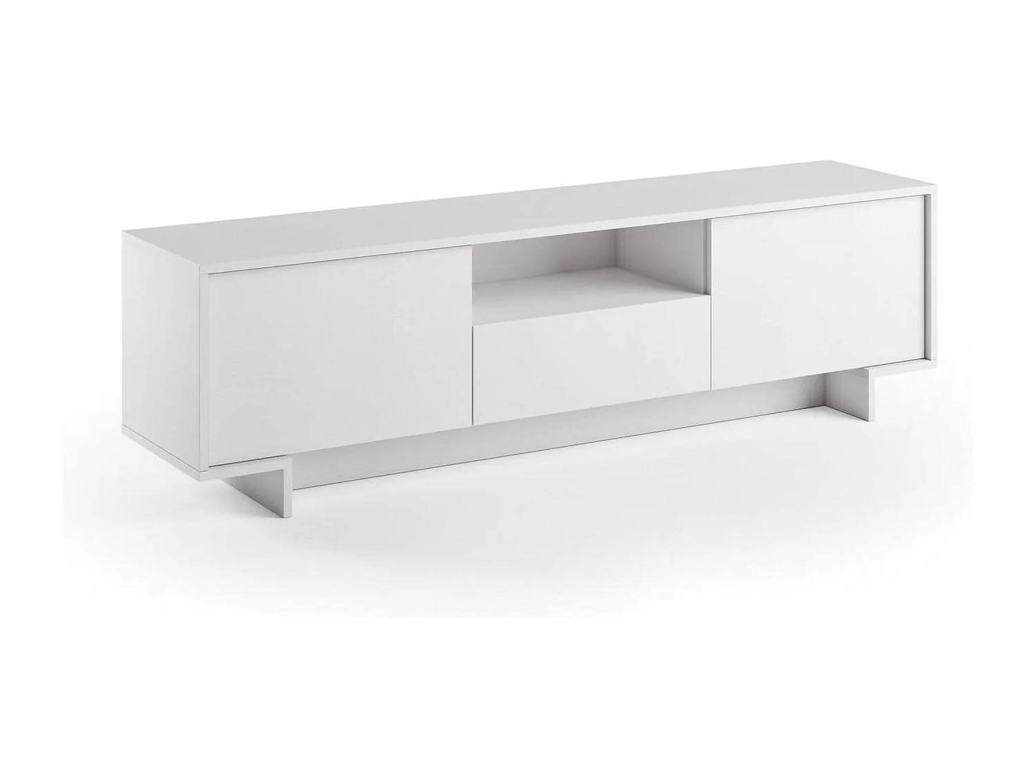 Meuble TV Andromeda, Meuble TV pour salon, Buffet bas de salon avec 2 portes et 1 tiroir, 100% Made in Italy, 170x42h48 cm, Blanc