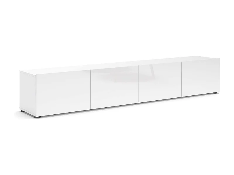 Dfalzeran tv-meubel, woonkamermeubel, lage tv-meubel, wandstandaard, Made in Italy, 225x38h39 cm, glanzend wit