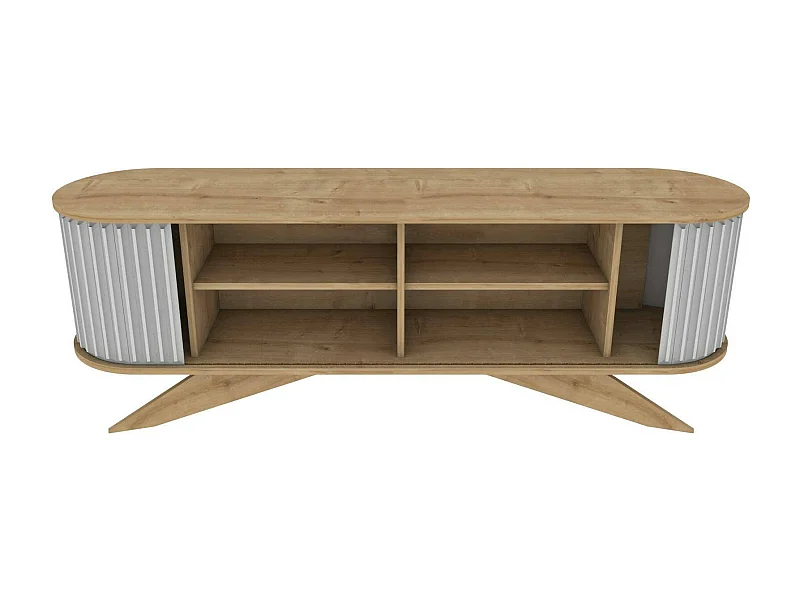 Desteve tv-meubel, woonkamermeubel, lage tv-meubel, wandmeubel, 180x43h60 cm, eik en wit