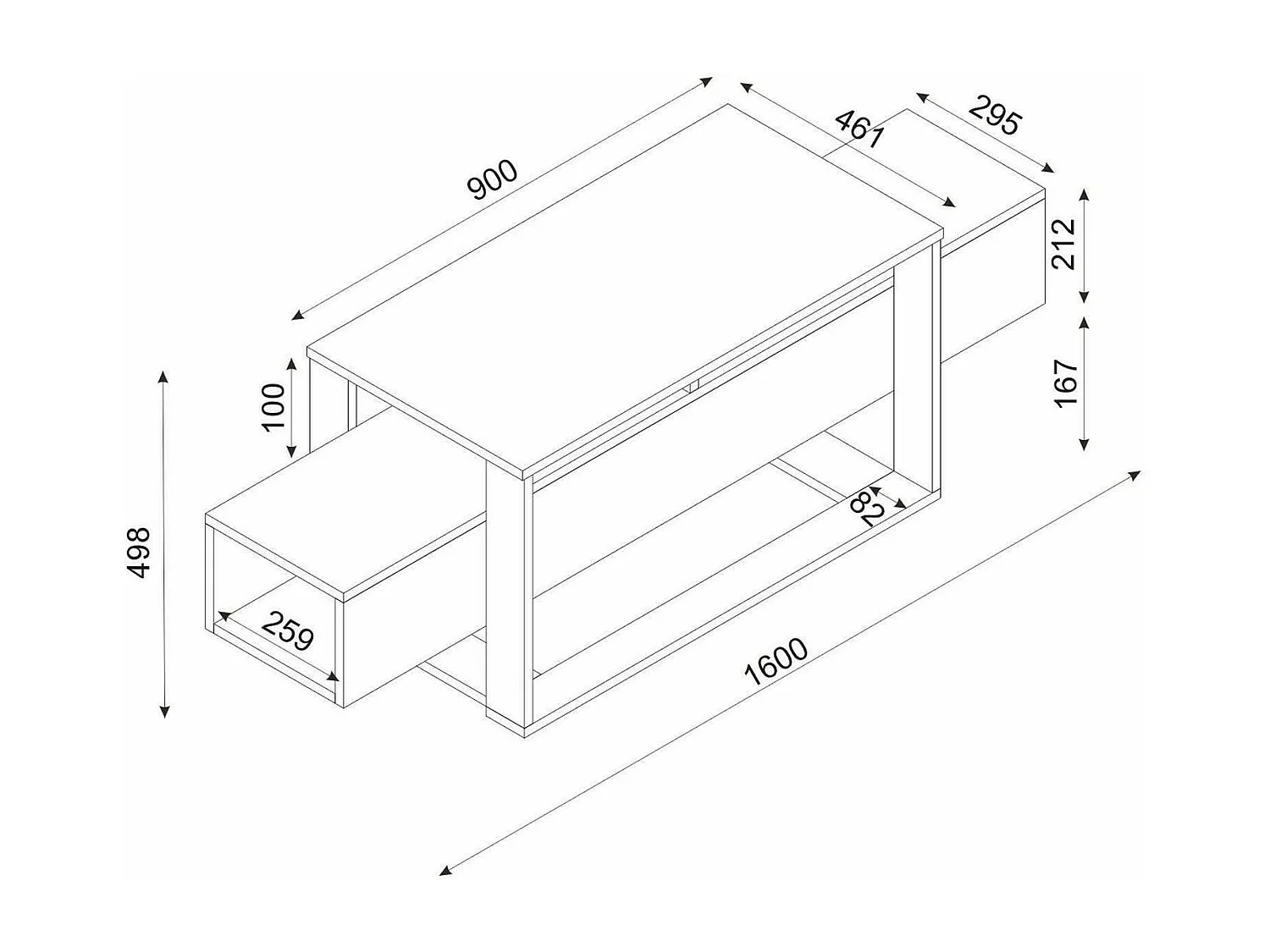 Suporte de TV Dgiacint, Aparador de sala, Armário de TV baixo, Base de parede equipada, 160x46h50 cm, Branco e Dourado