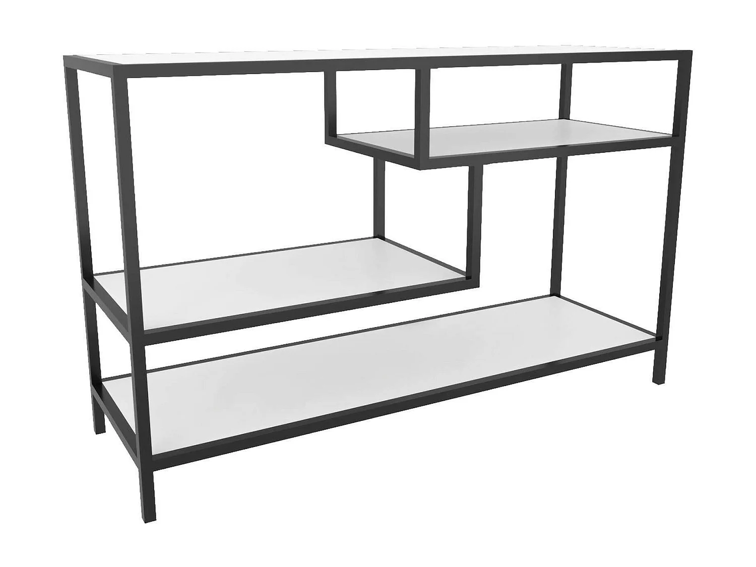 Meuble TV Vega, Buffet de salon, Armoire basse pour TV, Base murale de rangement, 120x39h75 cm, Blanc et Noir