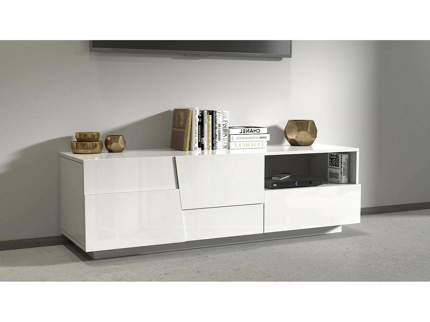 Mobile Porta tv Cecia, un Cassetto Made in Italy, 44x150x46h cm Bianco