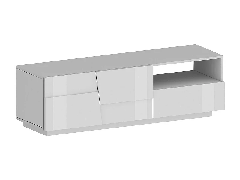 Armário de suporte de TV Dcoulibal, Aparador baixo para sala de estar com 2 portas e 1 gaveta, Base de suporte de TV, 150x44h46 cm, Branco brilhante