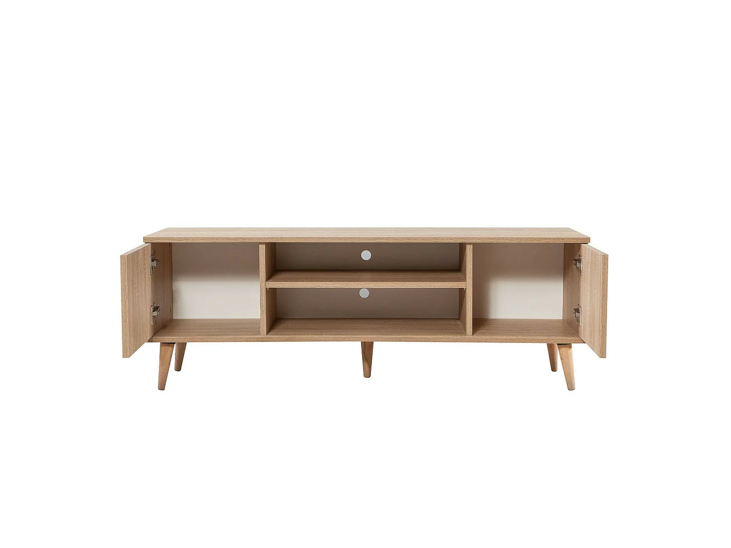 Meuble TV Amalthea, Buffet de salon, Armoire basse pour TV, Base murale de rangement, 140x40h50 cm, Chêne et Multicolore