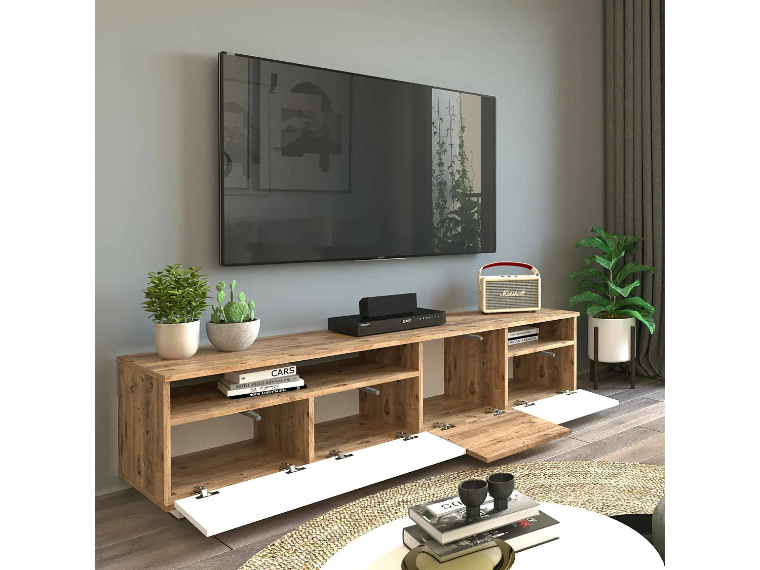 Mobile Porta tv Axi, 2 Ripiani, 44.5x180x44.6h cm Marrone Quercia