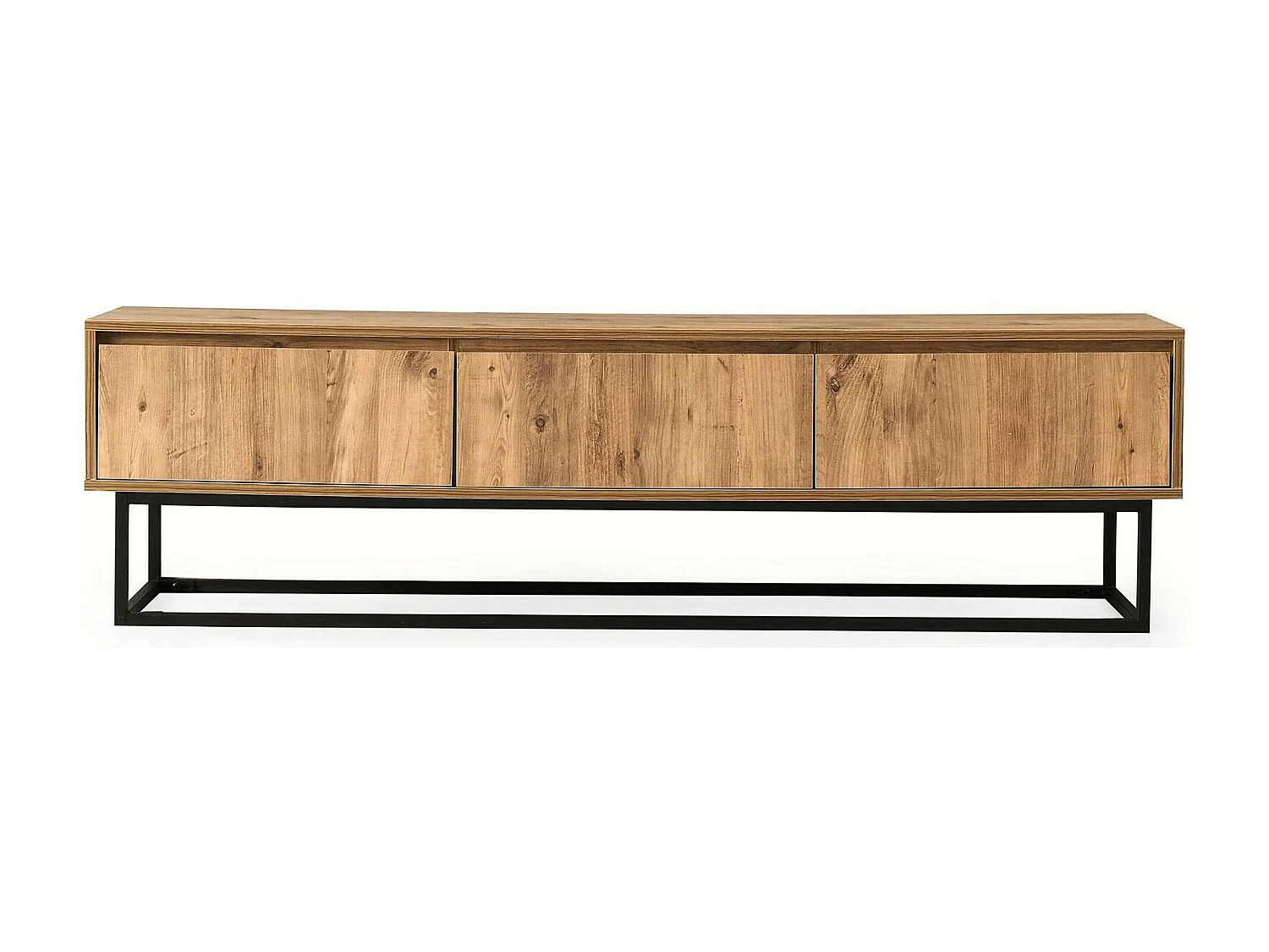 Armário de suporte de TV Dpinat, Aparador de sala, Armário de TV baixo, Base de parede equipada, 180x40h50 cm, Carvalho e Preto