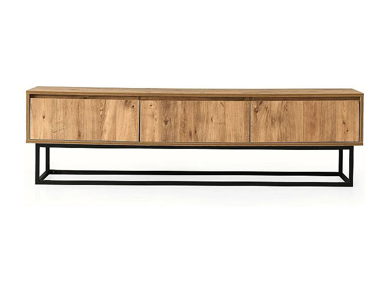 Dpinat tv-meubel, woonkamer dressoir, laag tv-meubel, gemonteerd wandonderstel, 180x40h50 cm, eiken en zwart