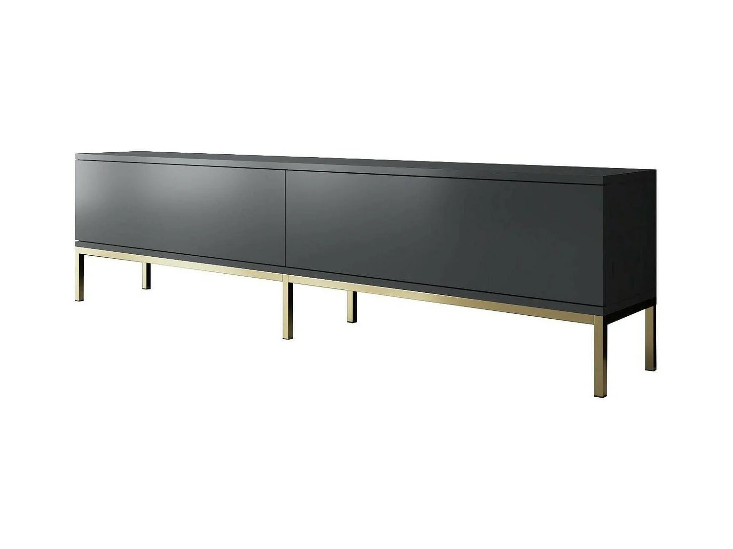 Dmora - Mobile porta TV Espero, 180x30h47 cm, Antracite e Oro