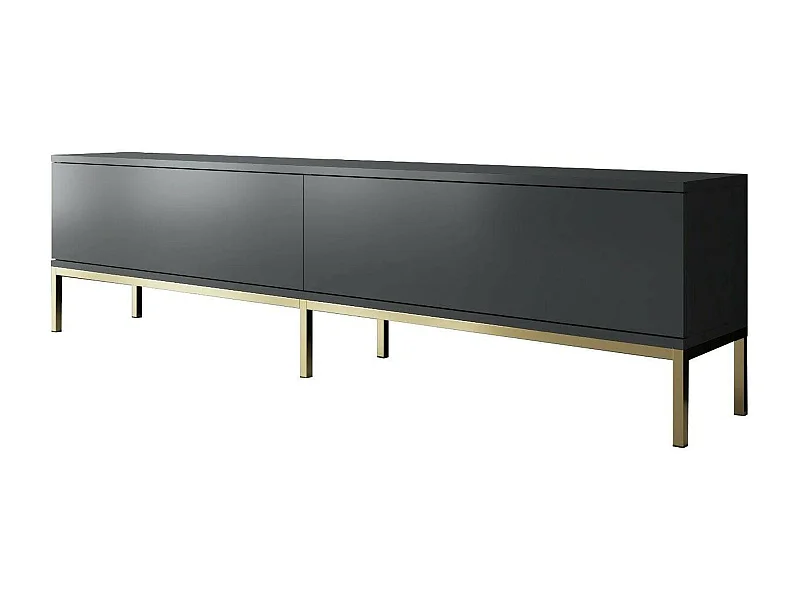 Mueble de televisión Dpetrell, Aparador de salón, Mueble bajo para TV, Base de pared equipada, 180x30h47 cm, Antracita y Oro