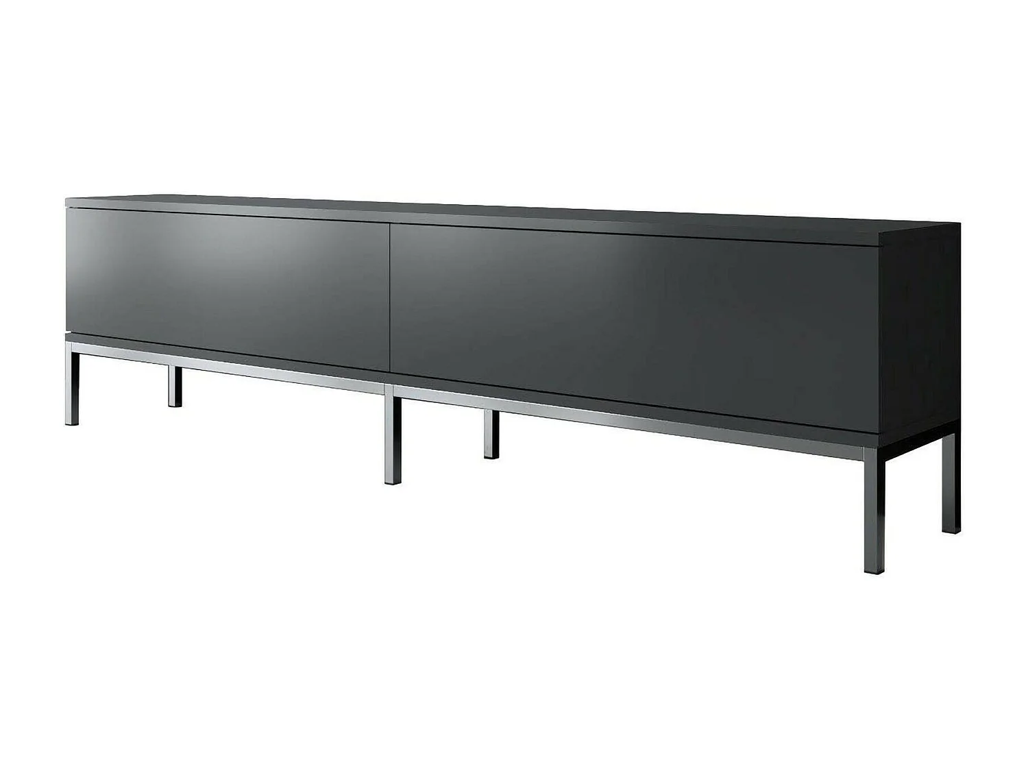 Meuble TV Regulus, Buffet de salon, Armoire basse pour TV, Base murale de rangement, 180x30h47 cm, Anthracite et Argent