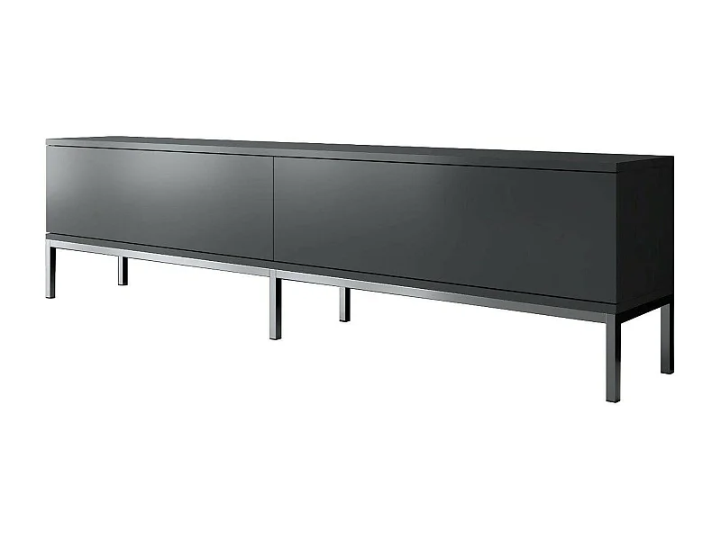 Meuble TV Regulus, Buffet de salon, Armoire basse pour TV, Base murale de rangement, 180x30h47 cm, Anthracite et Argent