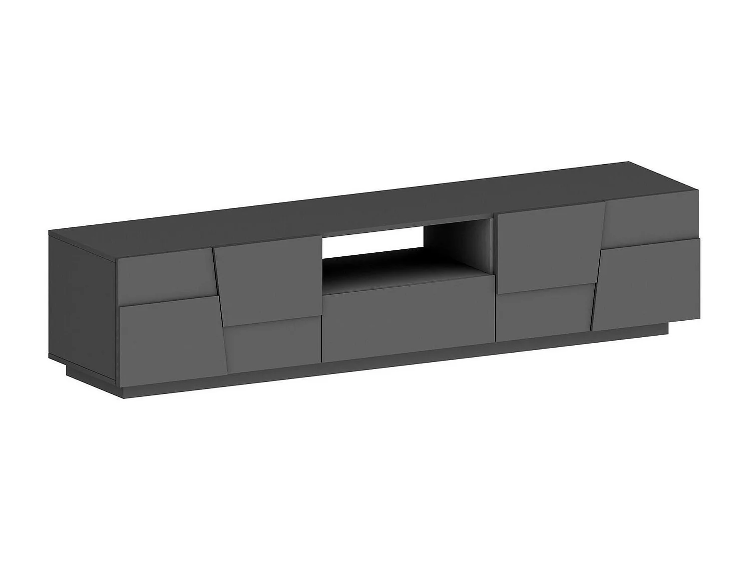 Meuble TV Vanni, Buffet bas de salon avec 4 portes et 1 tiroir, Base meuble TV, 220x44h46 cm, Anthracite