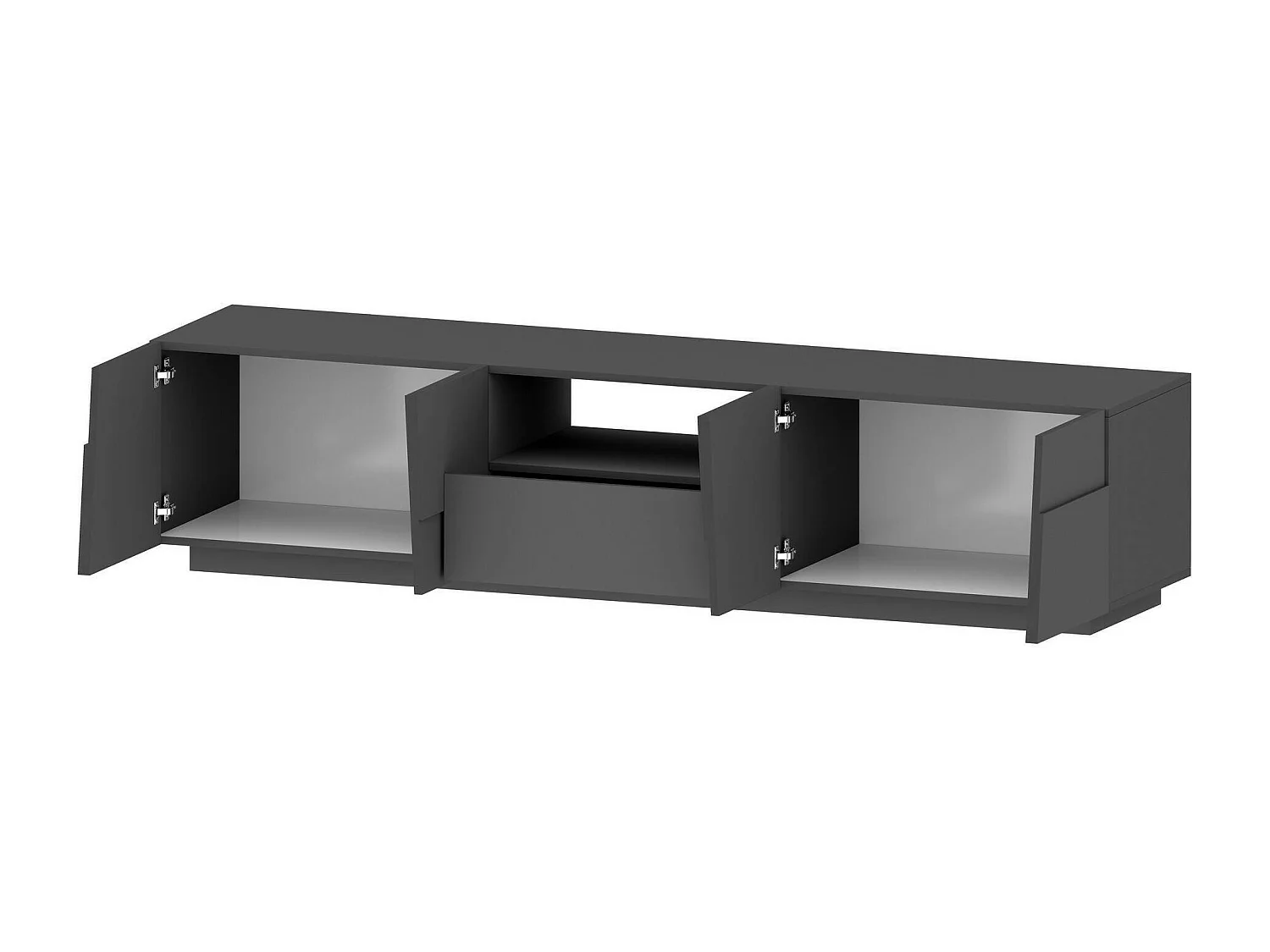 Meuble TV Vanni, Buffet bas de salon avec 4 portes et 1 tiroir, Base meuble TV, 220x44h46 cm, Anthracite
