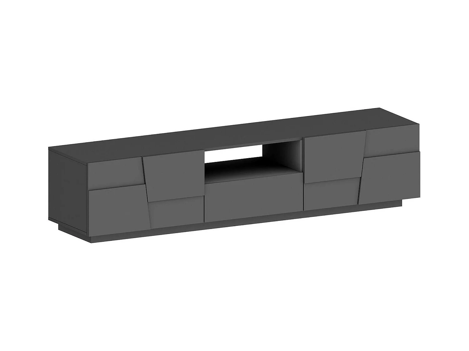 Meuble TV Vanni, Buffet bas de salon avec 4 portes et 1 tiroir, Base meuble TV, 220x44h46 cm, Anthracite
