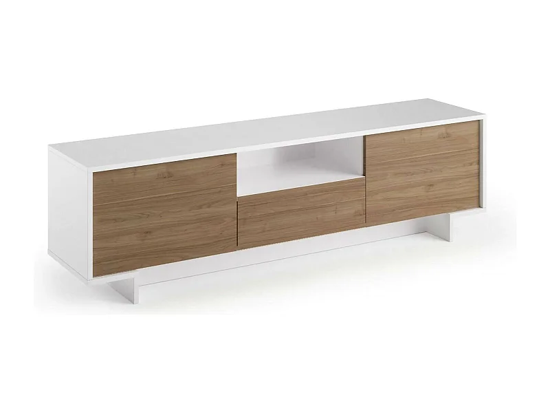 Dmora - Mobile Porta TV Atina, 170x42h48 cm, Bianco e Rovere
