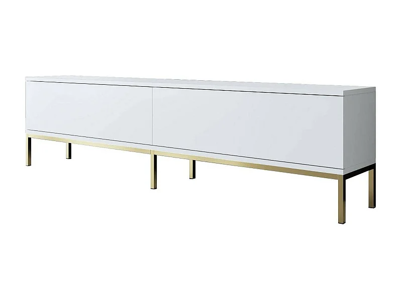 Dmora - Mobile porta TV Espero, 180x30h47 cm, Bianco e Oro