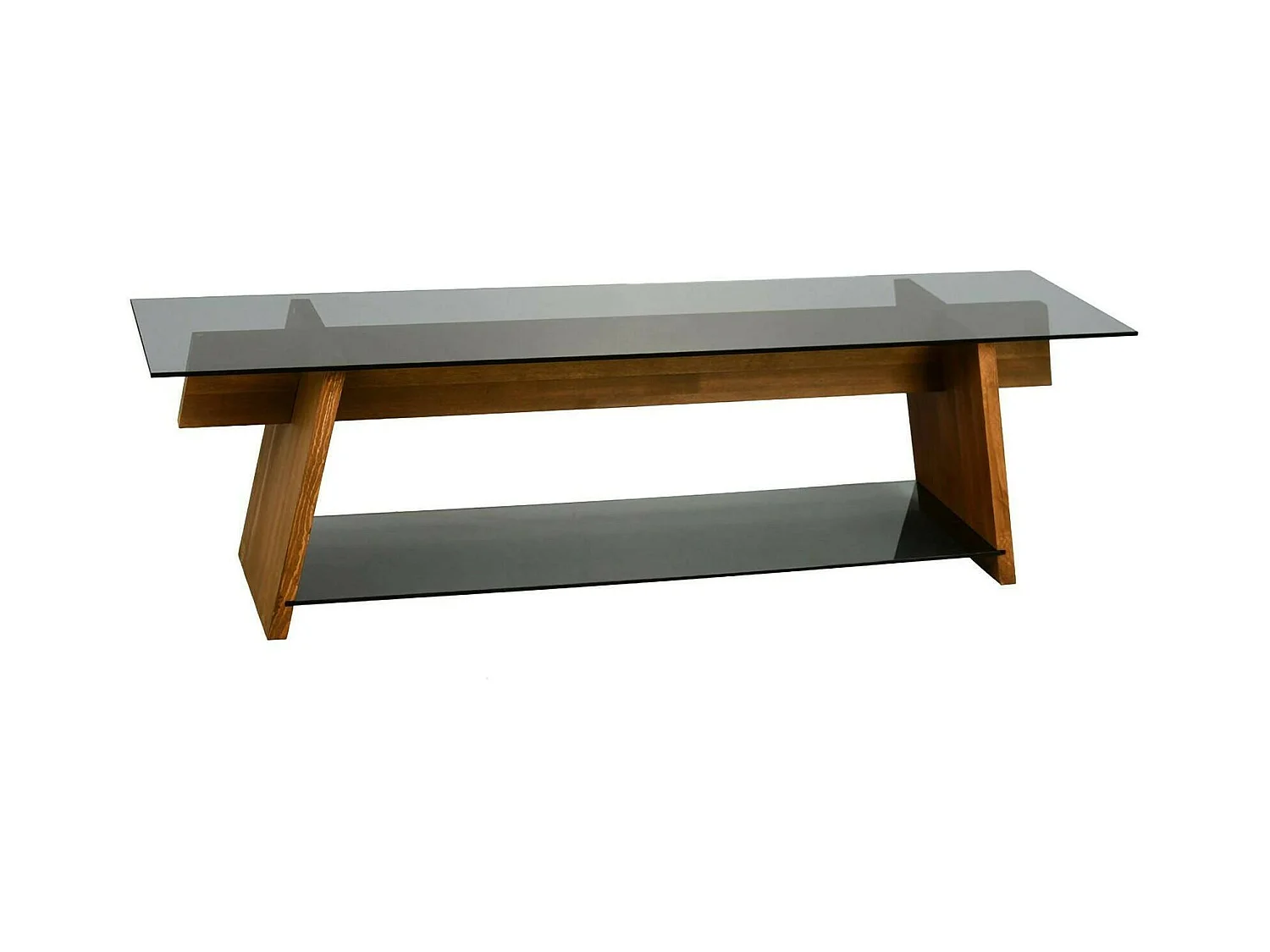 Meuble TV Zosma, Buffet de salon, Armoire basse pour TV, Base murale de rangement, 158x40h45 cm, Noyer et Noir