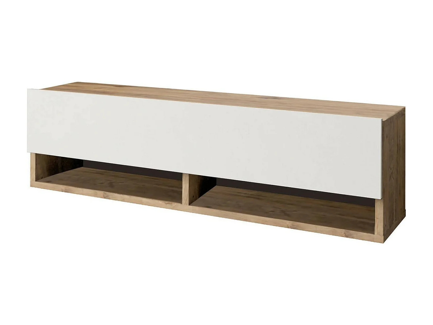 Dfantin tv-standaard, woonkamer, lage tv-meubel, wandstandaard, 100x32h29 cm, eik en wit