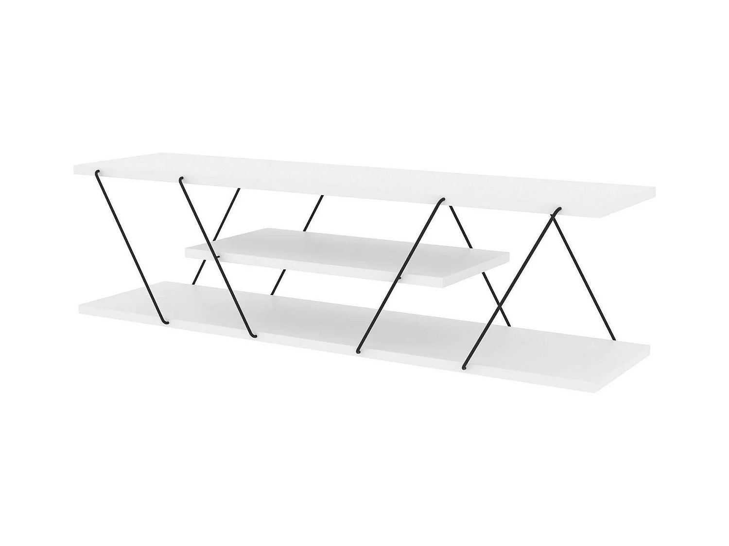Armário de TV Dmustaph, Aparador de sala, Armário de TV baixo, Base de parede equipada, 120x30h33 cm, Preto e branco