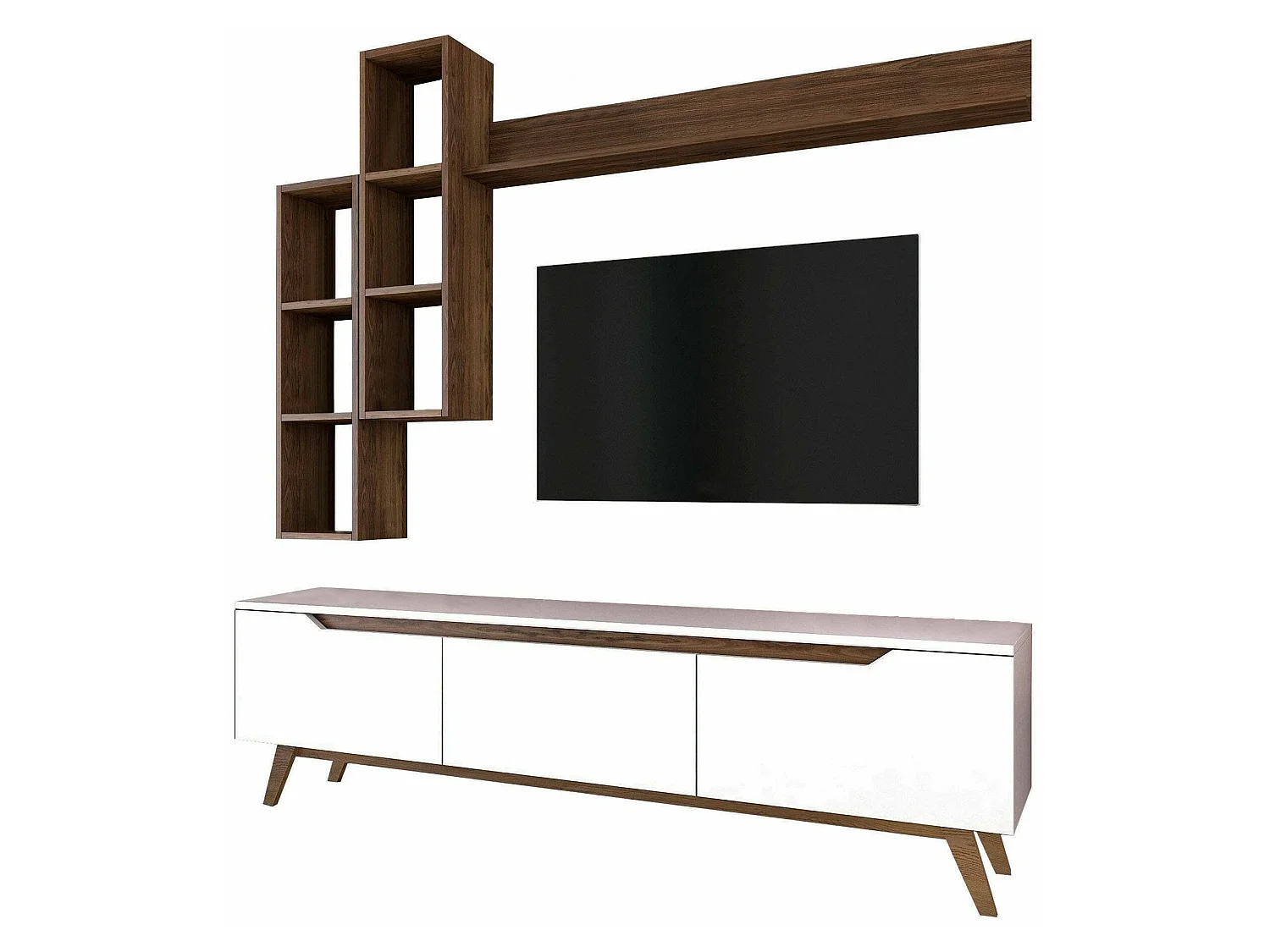 Parete Attrezzata Atax, 8 Ripiani, 35x180x48.6h cm Bianco