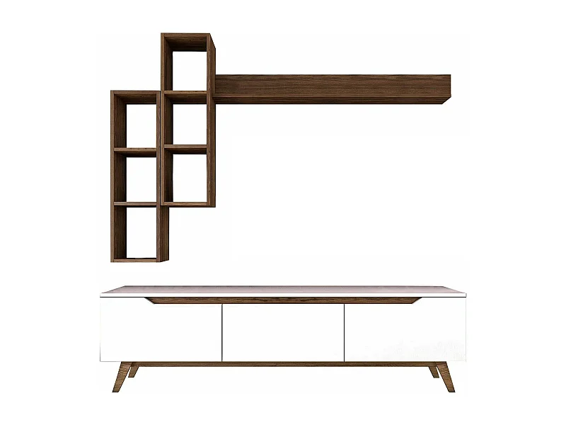 Parete Attrezzata Atax, 8 Ripiani, 35x180x48.6h cm Bianco