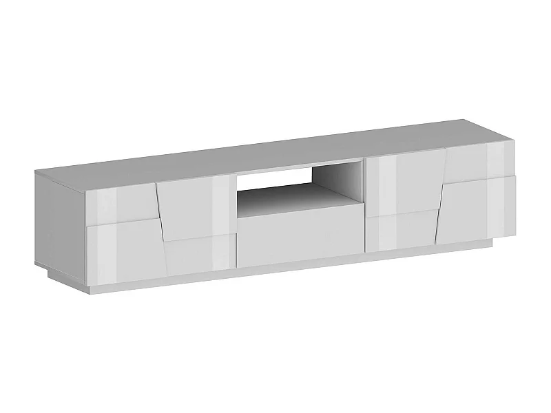 Dmora - Mobile porta TV Maestrale, 220x44h46 cm, Bianco lucido