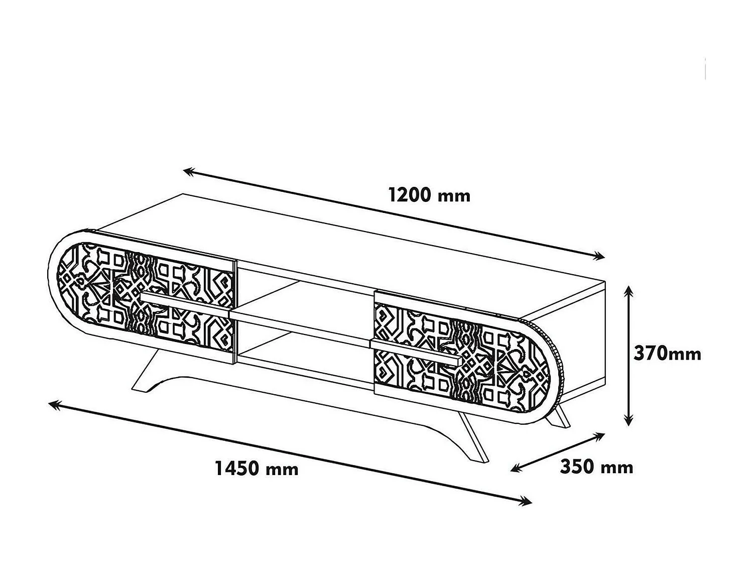 Fernsehschrank Desposit, Ständer für Wohnzimmerfernseher, Niedriges Wohnzimmer-Sideboard, TV-Ständerbasis, 145x37h37 cm, Walnuss und WeiÃŸ