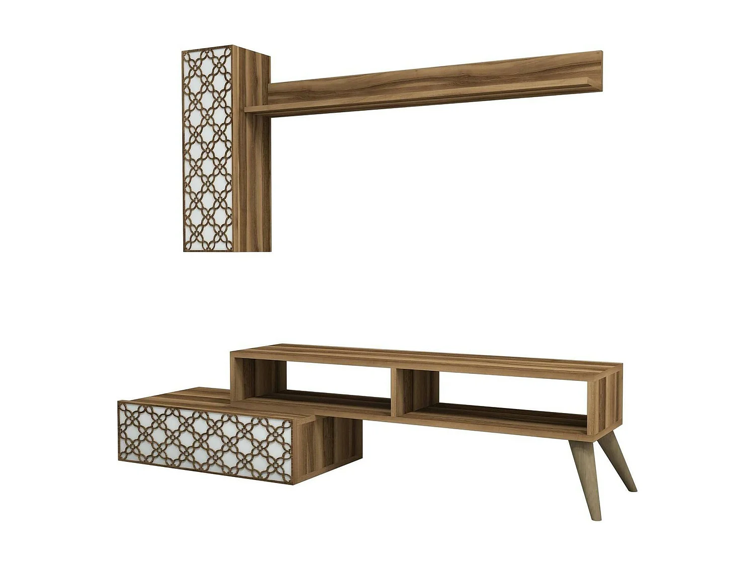 Parete Attrezzata Ardara, 7 Ripiani, 37.2x150x37.8h cm Marrone Noce