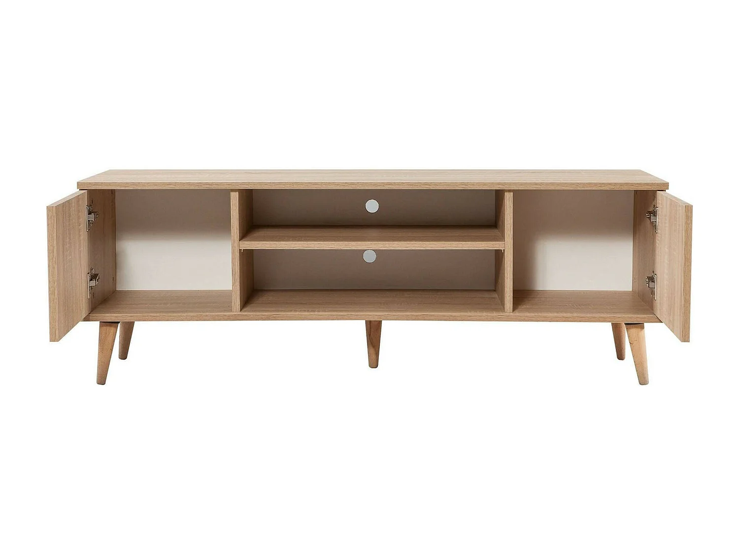 Meuble TV Amalthea, Buffet de salon, Armoire basse pour TV, Base murale de rangement, 140x40h50 cm, Chêne