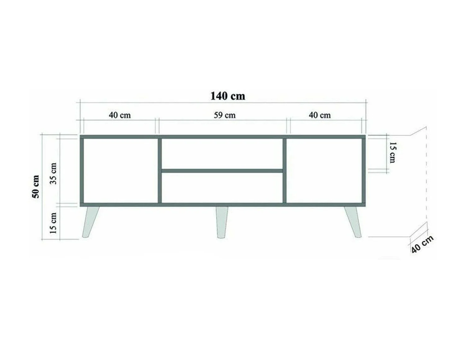 Fernsehschrank Dfantacc, Ständer für Wohnzimmerfernseher, Niedriges Wohnzimmer-Sideboard, TV-Ständerbasis, 140x40h50 cm, Eiche
