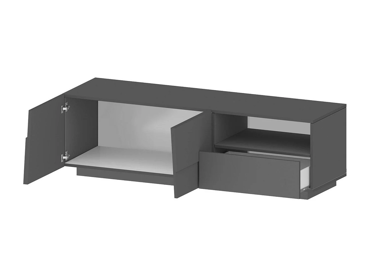 Meuble TV Velio, Buffet bas de salon avec 2 portes et 1 tiroir, Base meuble TV, 150x44h46 cm, Anthracite