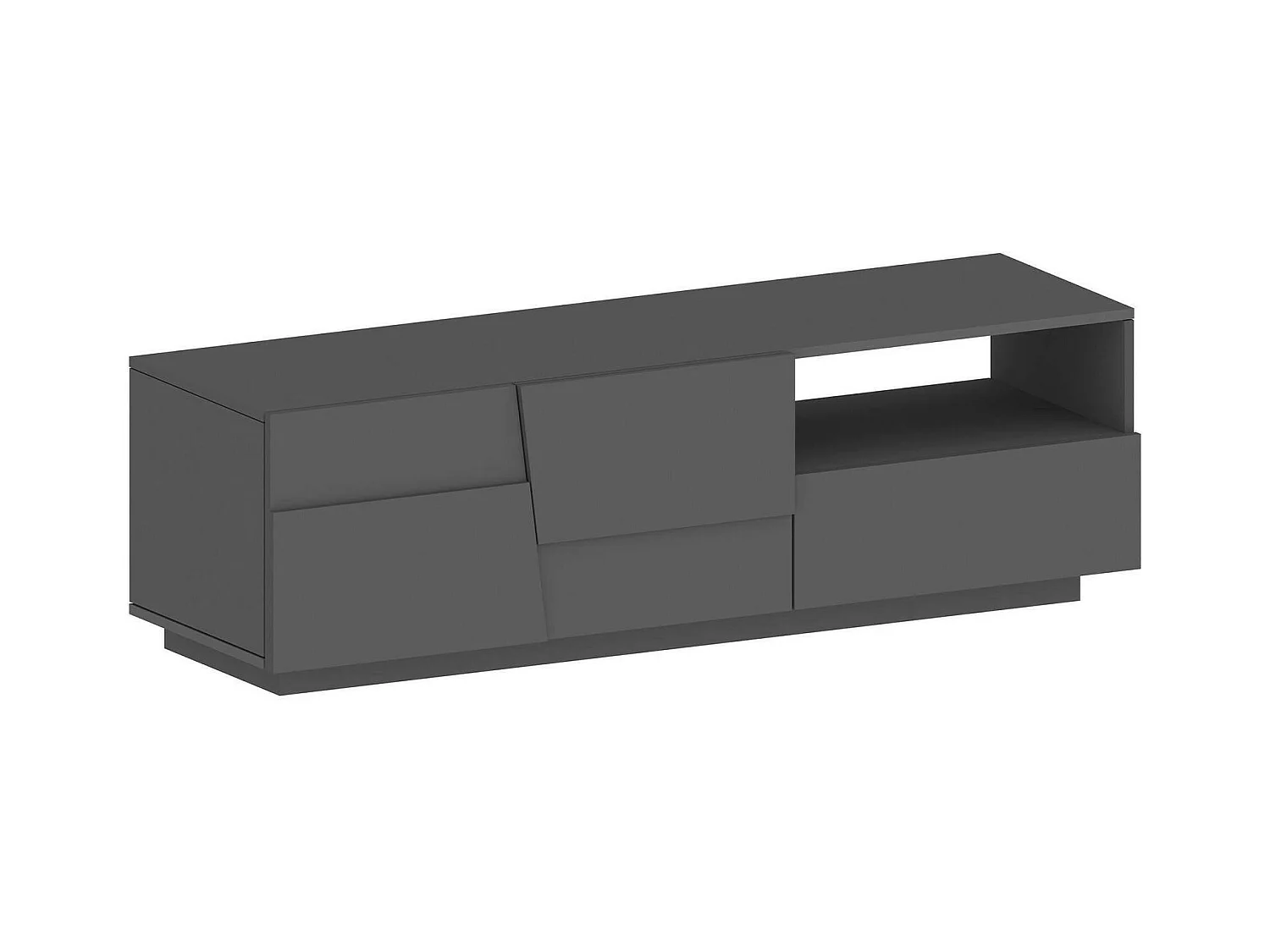 Meuble TV Velio, Buffet bas de salon avec 2 portes et 1 tiroir, Base meuble TV, 150x44h46 cm, Anthracite