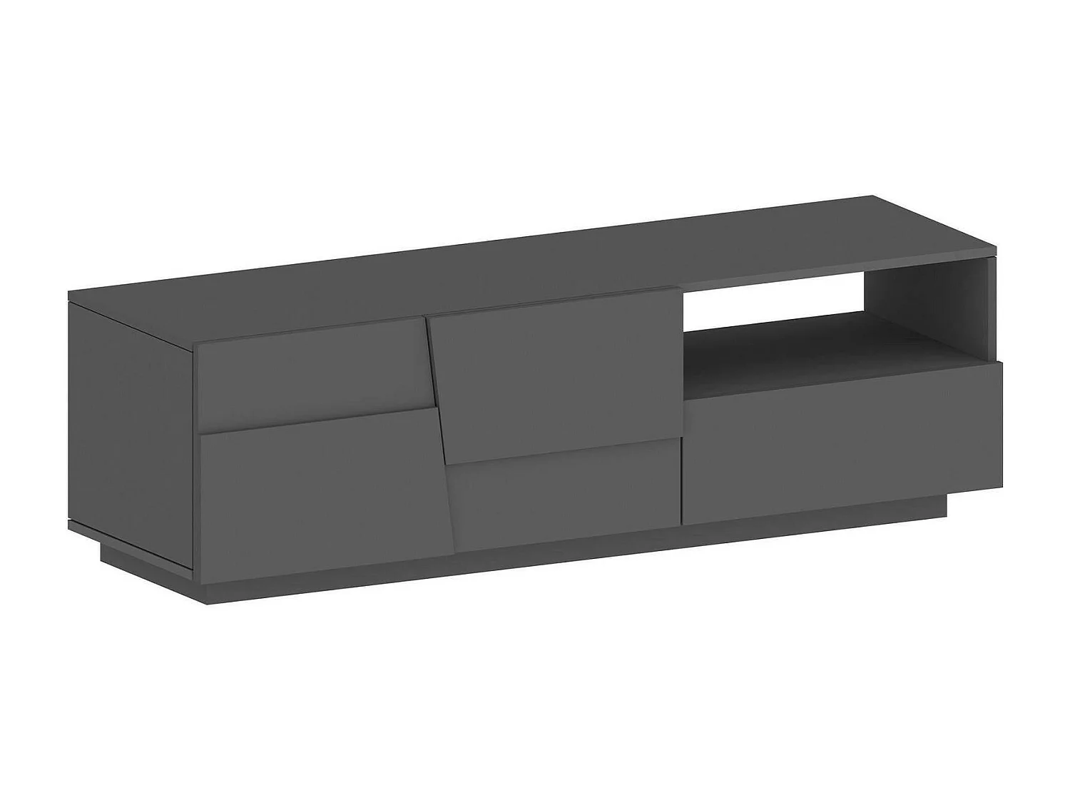 Meuble TV Velio, Buffet bas de salon avec 2 portes et 1 tiroir, Base meuble TV, 150x44h46 cm, Anthracite