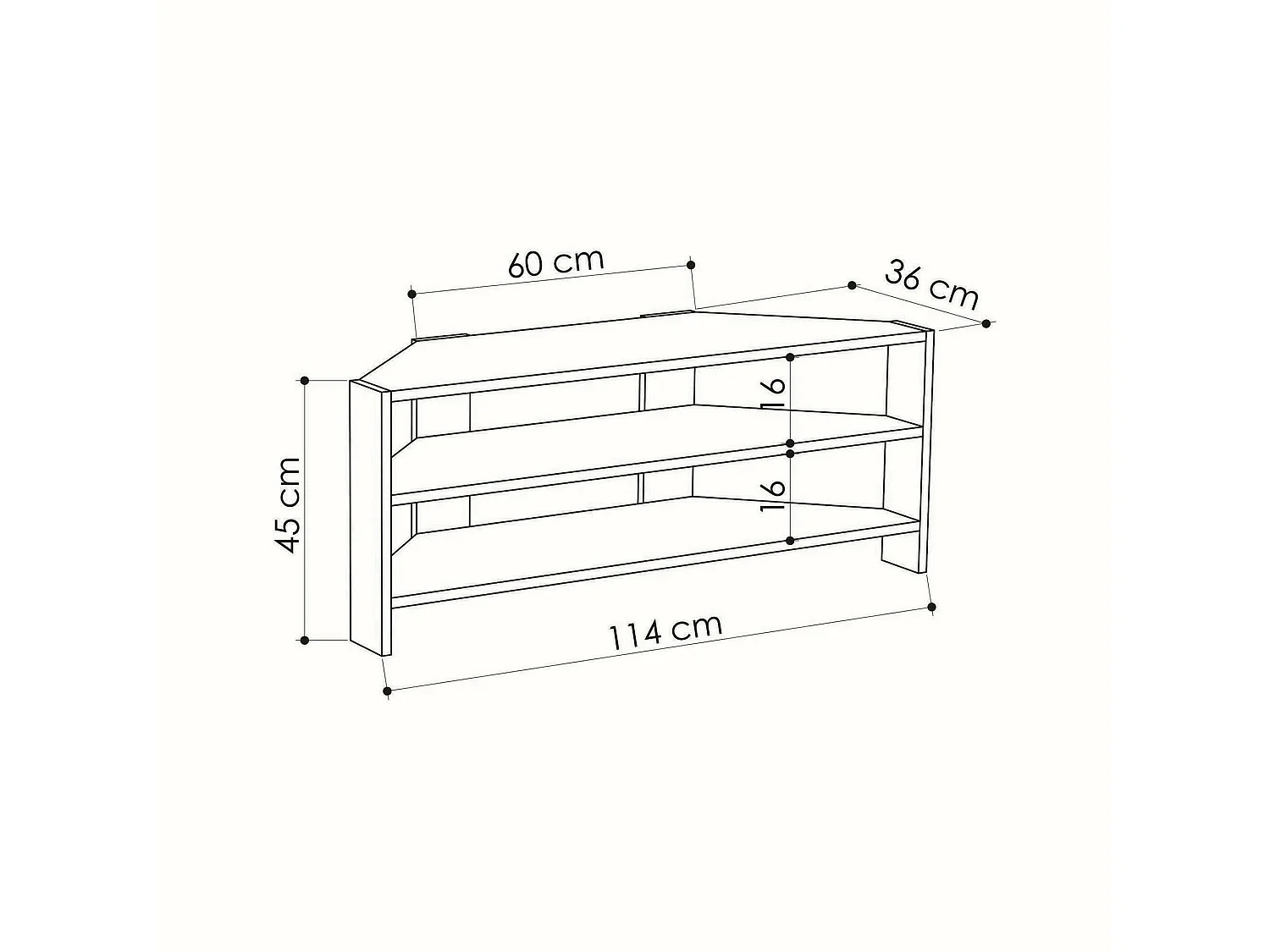 Meuble TV Alfa, Buffet de salon, Armoire basse pour TV, Base murale de rangement, 114x36h45 cm, Chêne