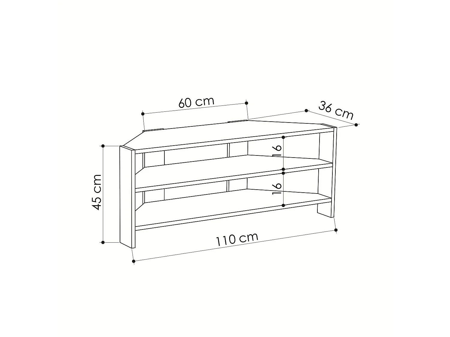 Meuble TV Alfa, Buffet de salon, Armoire basse pour TV, Base murale de rangement, 114x36h45 cm, Chêne