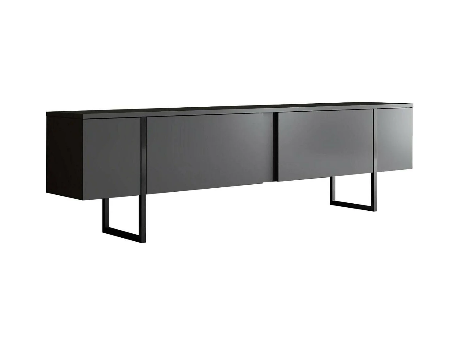 Meuble TV Centaurus, Buffet de salon, Armoire basse pour TV, Base murale de rangement, 180x30h50 cm, Anthracite et Noir