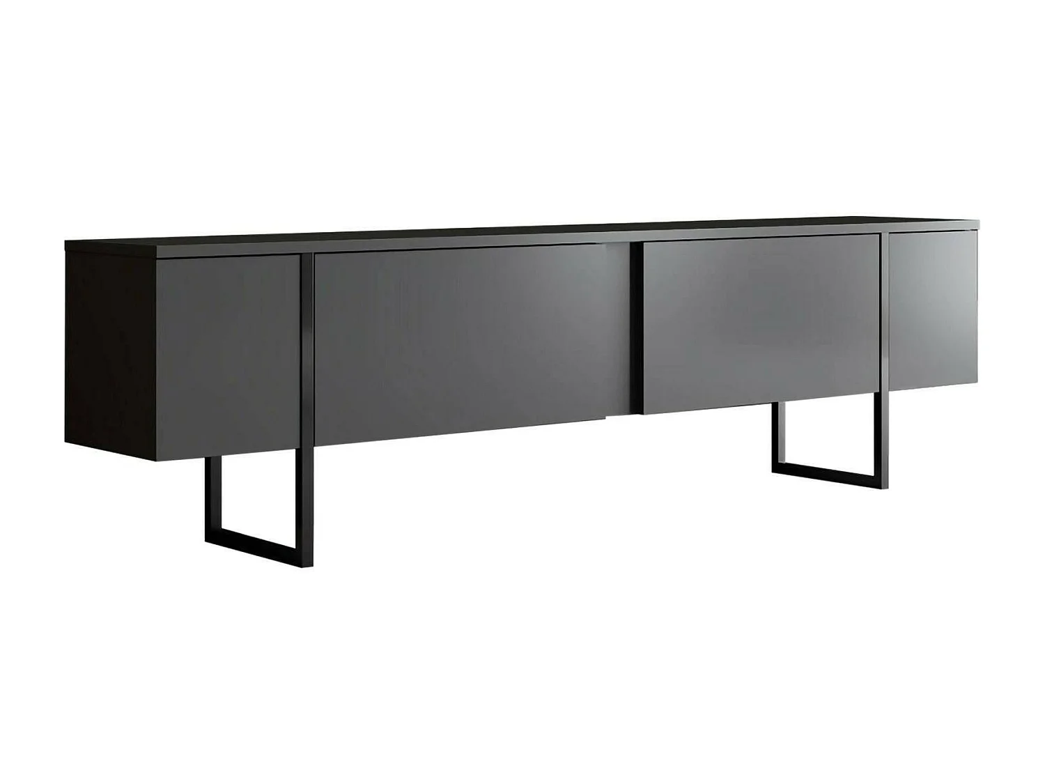 Meuble TV Centaurus, Buffet de salon, Armoire basse pour TV, Base murale de rangement, 180x30h50 cm, Anthracite et Noir