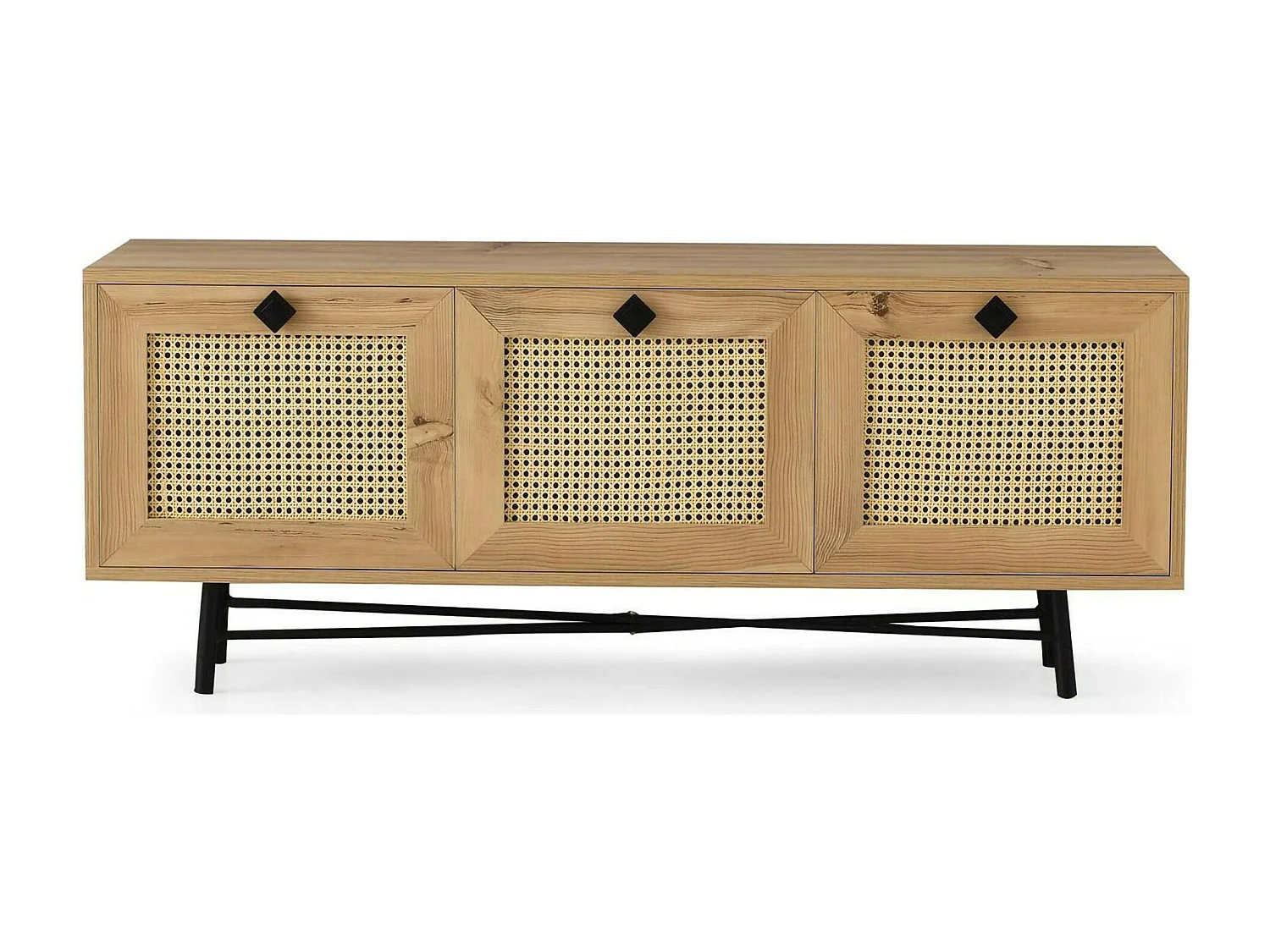 Mueble de televisión Dpasinat, Aparador de salón, Mueble bajo para TV, Base de pared equipada, 140x40h60 cm, Roble y Negro